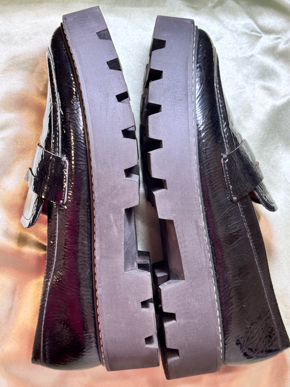 Franco Sarto Slip-on Black Patent Vegan Leather Penny Loafer Shoes size 7.5 NWOT - Picture 5 of 8
